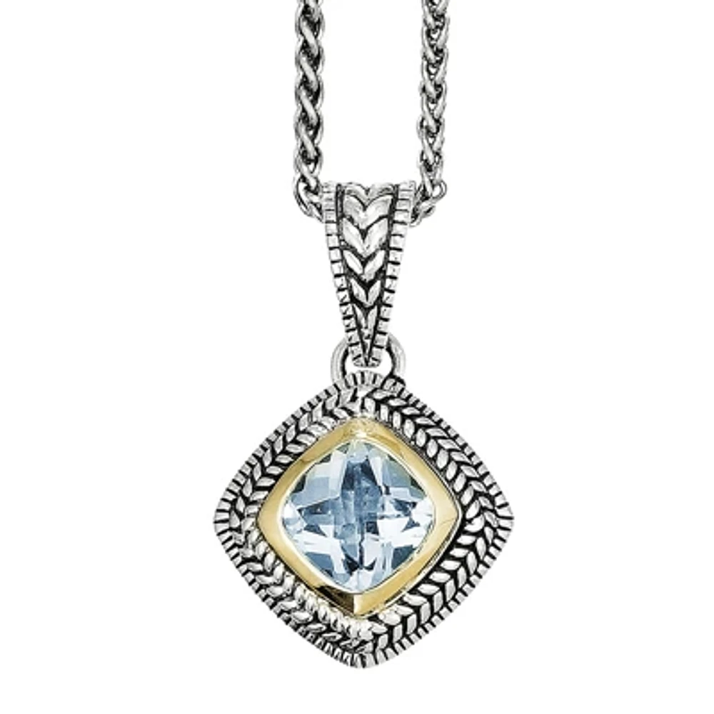 Shey Couture Genuine Sky Blue Topaz Sterling Silver 14K Gold Necklace