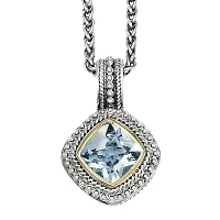 Shey Couture Genuine Blue Topaz Sterling Silver 14k Gold Pendant Necklace