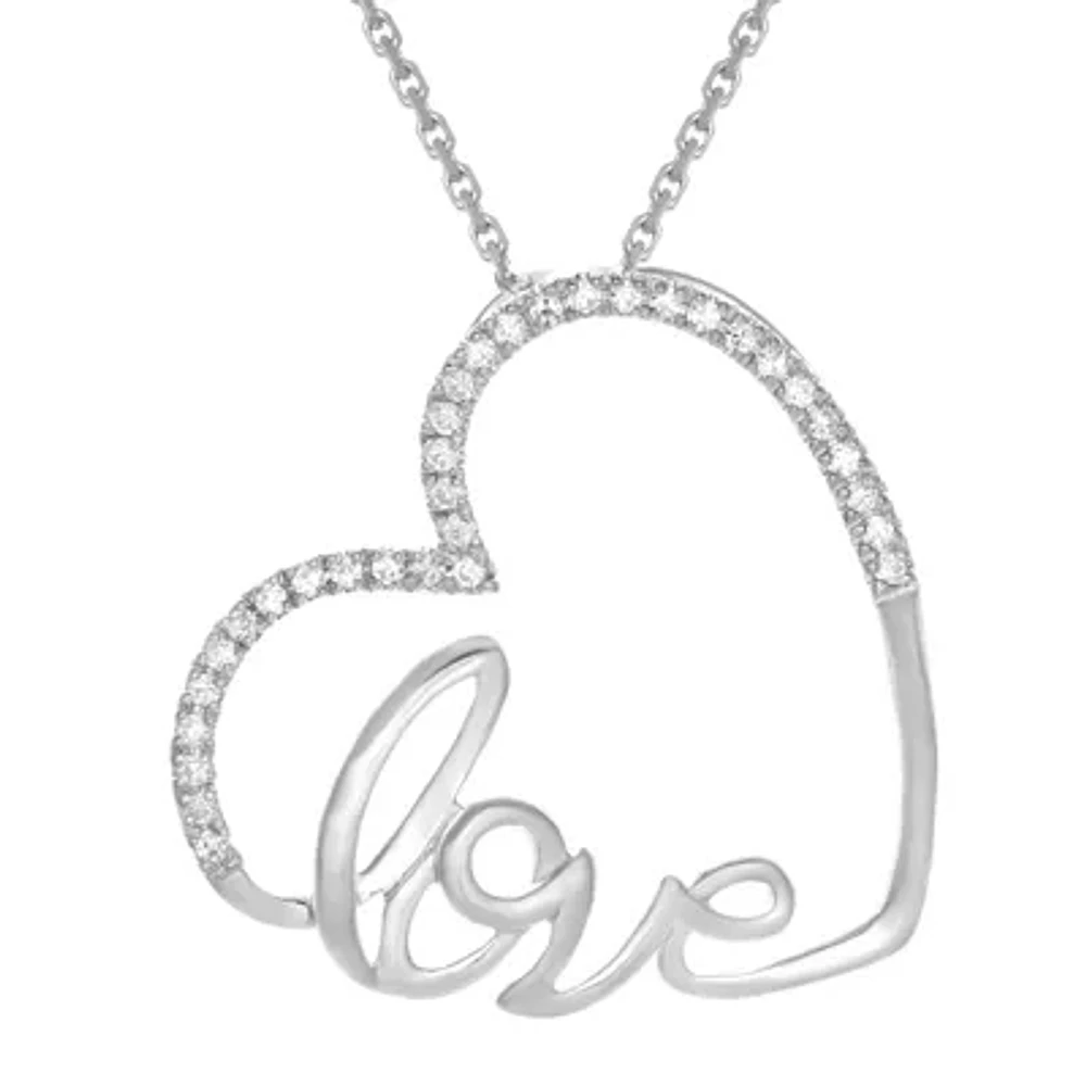 1/10 CT. T.W. Diamond 10K White Gold Heart Mini Pendant Necklace