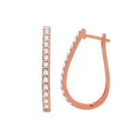 1 CT. T.W. Natural White Diamond 10K Rose Gold 26.8mm Hoop Earrings