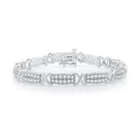 10K White Gold Solid Link Bracelet