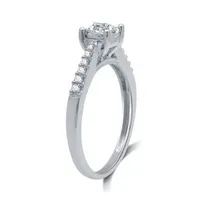 Womens 1/2 CT. T.W. Natural White Diamond 10K Gold Round Side Stone Engagement Ring