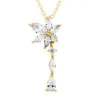 DiamonArt® Womens 1 1/3 CT. T.W. White Cubic Zirconia 14K Gold Over Silver Pear Pendant Necklace