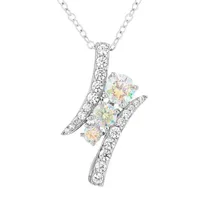 DiamonArt® Preciosa Aurora Borealis Womens 2 1/5 CT. T.W. White Cubic Zirconia Sterling Silver Curved Pendant Necklace