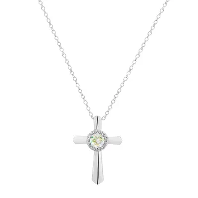 DiamonArt® Preciosa Aurora Borealis Womens 3/4 CT. T.W. White Cubic Zirconia Sterling Silver Cross Pendant Necklace