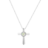 DiamonArt® Preciosa Aurora Borealis Womens 3/4 CT. T.W. White Cubic Zirconia Sterling Silver Cross Pendant Necklace