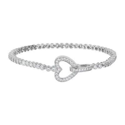 DiamonArt® 3 3/4 CT. T.W. White Cubic Zirconia Sterling Silver Heart 7.25 Inch Tennis Bracelet