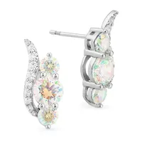 DiamonArt® Preciosa Aurora Borealis 4 CT. T.W. White Cubic Zirconia Sterling Silver 19mm Stud Earrings