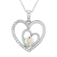 DiamonArt® Preciosa Aurora Borealis Womens 1 7/8 CT. T.W. White Cubic Zirconia Sterling Silver Heart Pendant Necklace