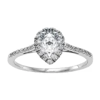 True Light Womens 3 1/2 CT. T.W Lab Created White Moissanite 14K Gold Halo Engagement Ring