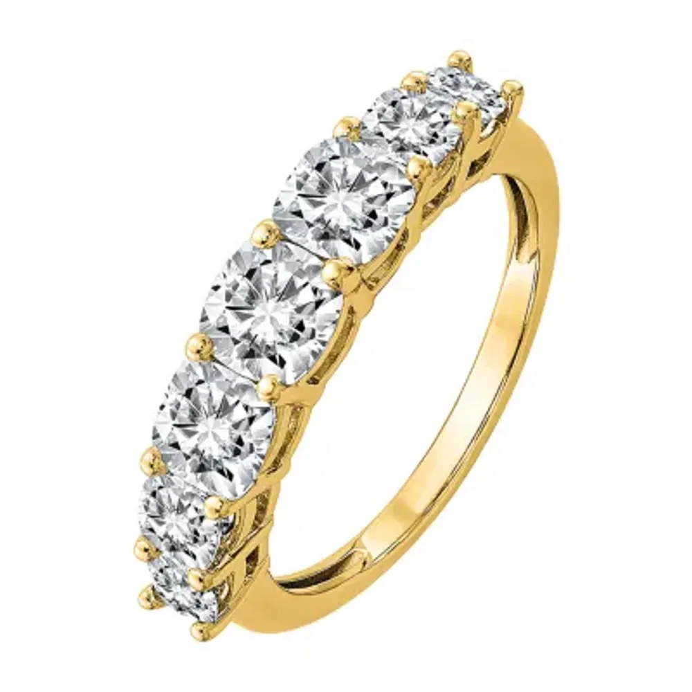 True Light 2.5MM Lab Created White Moissanite 14K Gold Band