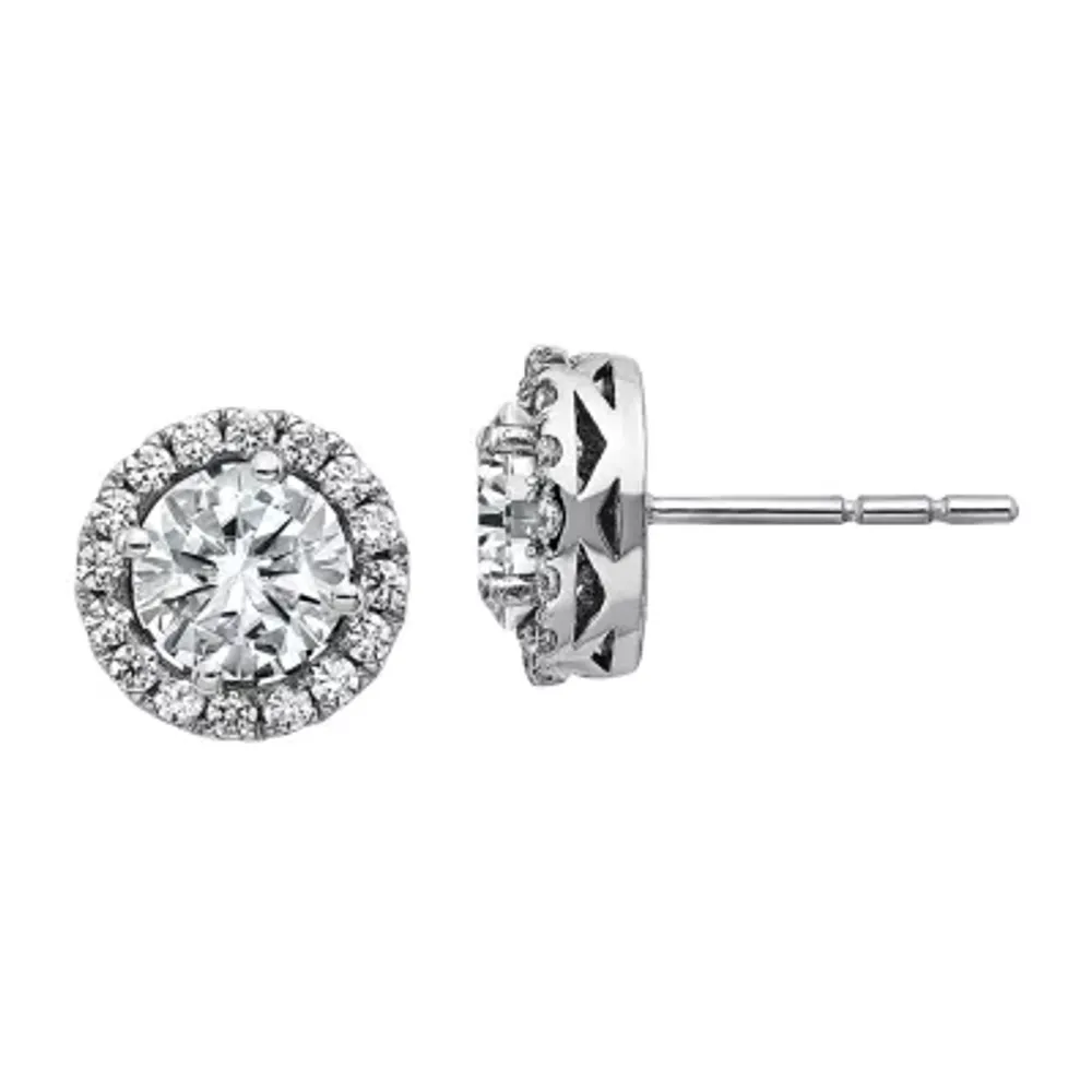 True Light 2 1/2 CT. T.W. Lab Created White Moissanite 14K White Gold 10.2mm Stud Earrings