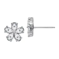 True Light 2 CT. T.W. Lab Created White Moissanite 14K White Gold 10.5mm Flower Stud Earrings