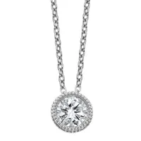 True Light Womens / CT. T.W. Lab Created White Moissanite 14K White Gold Pendant Necklace