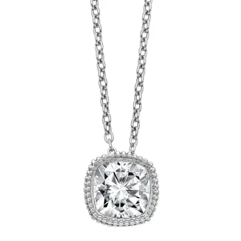 True Light Womens 1 1/ CT. T.W. Lab Created White Moissanite 14K White Gold Pendant Necklace