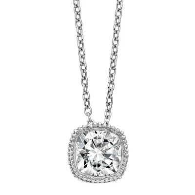 True Light Womens 1 1/ CT. T.W. Lab Created White Moissanite 14K White Gold Pendant Necklace