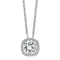 True Light Womens 1 1/ CT. T.W. Lab Created White Moissanite 14K White Gold Pendant Necklace