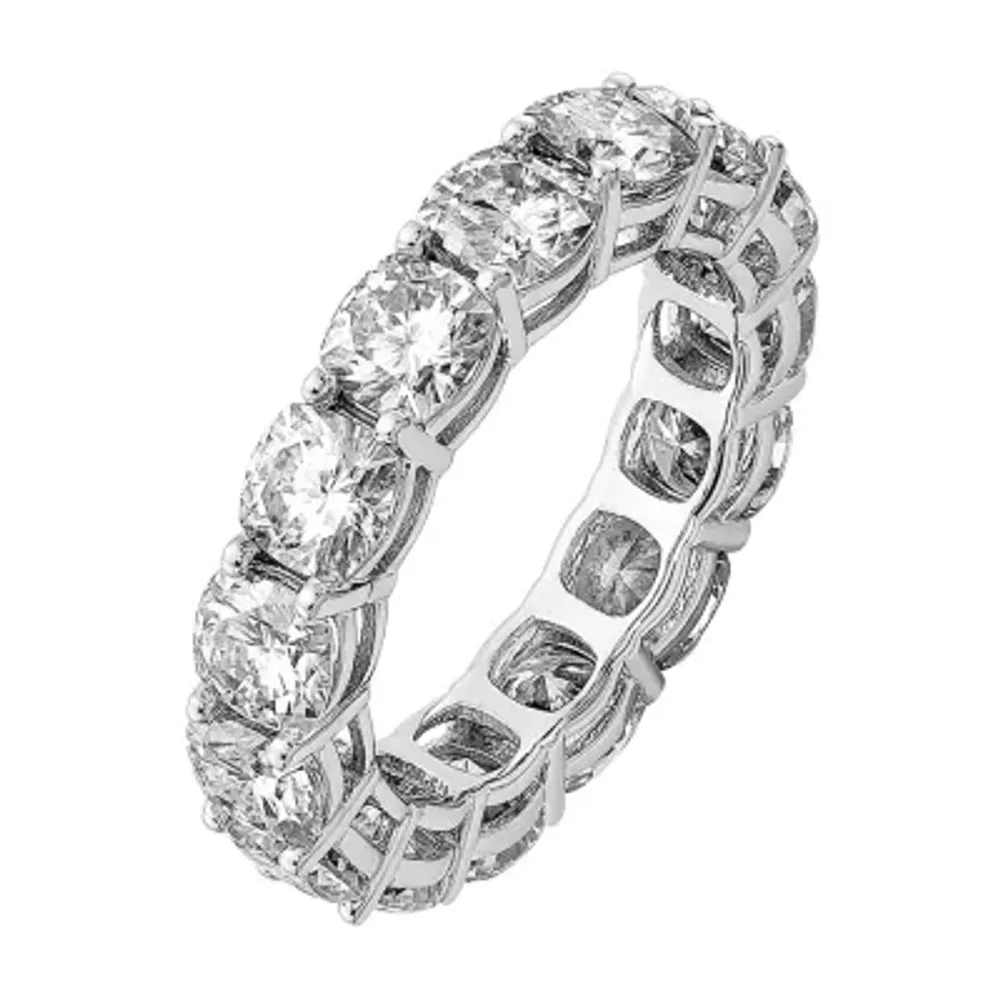 True Light 4.5MM Lab Created White Moissanite 14K White Gold Eternity Band