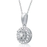 Womens / CT. T.W. Natural White Diamond 10K White Gold Round Pendant Necklace