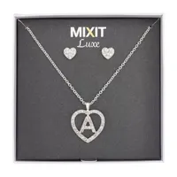 Mixit Silver Tone Initial Pendant Necklace & Stud Earring 2-pc. Heart Jewelry Set