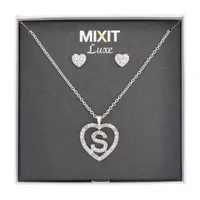 Mixit Silver Tone Initial Pendant Necklace & Stud Earring 2-pc. Heart Jewelry Set