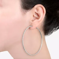 Sparkle Allure Crystal Pure Silver Over Brass Round Hoop Earrings