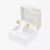 Sparkle Allure Womens Crystal 14K Gold Over Brass 2 Pair Earring Set