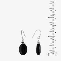 Silver Treasures Womens Black Onyx Sterling Silver Oval Drop Earrings