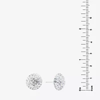 Silver Treasures Crystal Sterling Silver 12mm Stud Earrings