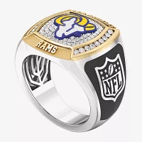 True Fans Fine Jewelry Los Angeles Rams Mens 1/2 CT. Natural White Diamond 10K Two Tone Gold Fashion Ring