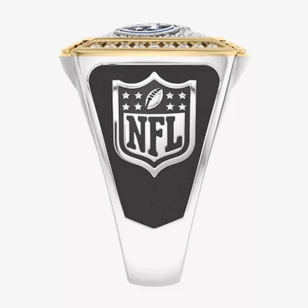 True Fans Fine Jewelry Tennessee Titans Mens 1/2 CT. Natural White Diamond 10K Two Tone Gold Fashion Ring