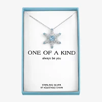 Womens Genuine Blue Topaz Sterling Silver Snowflake Pendant Necklace