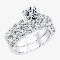 Signature By Modern Bride (I / I1) Womens 4 CT. T.W. Lab Grown White Diamond 10K or 14K Gold Round Side Stone Bridal Set