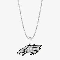 True Fans Fine Jewelry Philadelphia Eagles Unisex Adult White Cubic Zirconia Sterling Silver Pendant Necklace