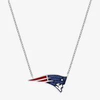 True Fans Fine Jewelry New England Patriots Unisex Adult Blue Cubic Zirconia Sterling Silver Pendant Necklaces