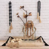 Cheungs Akaida Light Brown Wood Bead Tassel Handmade Tabletop Decor