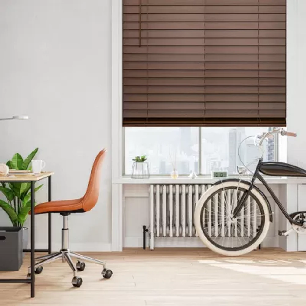 Cut-to-Width 2" Cordless Faux-Wood Blinds