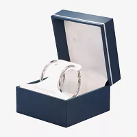 Silver Reflections Pure Silver Over Brass Hoop Earrings