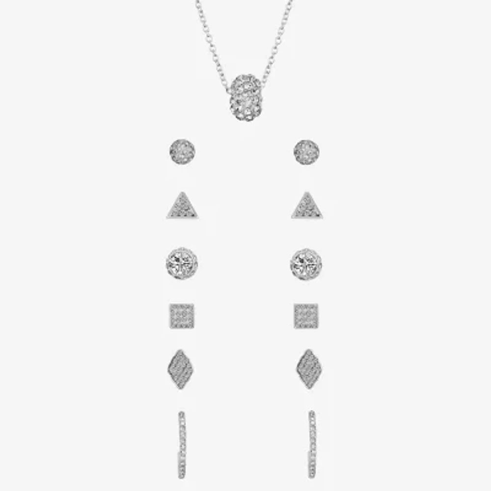 Sparkle Allure A Week Of Sparkle 7-pc. Crystal Pure Silver Over Brass Round Square Triangle Jewelry Set