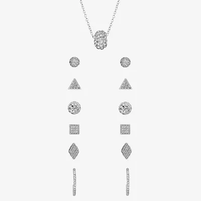 Sparkle Allure A Week Of Sparkle 7-pc. Crystal Pure Silver Over Brass Round Square Triangle Jewelry Set