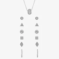 Sparkle Allure A Week Of Sparkle 7-pc. Crystal Pure Silver Over Brass Round Square Triangle Jewelry Set