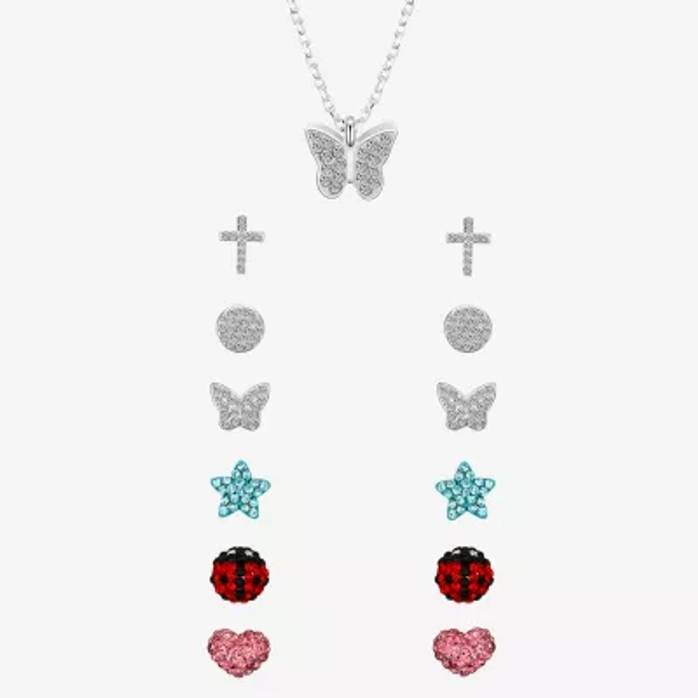 Sparkle Allure A Week Of Sparkle 7-pc. Crystal Pure Silver Over Brass Butterfly Cross Heart Jewelry Set