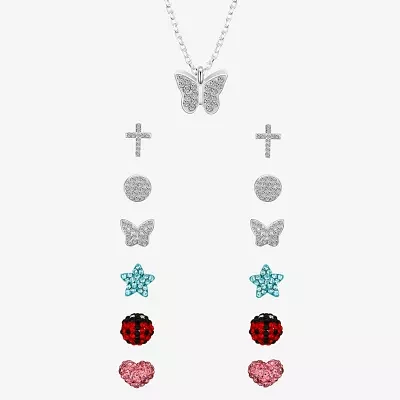 Sparkle Allure A Week Of Sparkle 7-pc. Crystal Pure Silver Over Brass Butterfly Cross Heart Jewelry Set