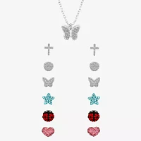 Sparkle Allure A Week Of Sparkle 7-pc. Crystal Pure Silver Over Brass Butterfly Cross Heart Jewelry Set