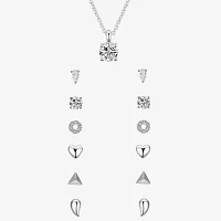 Sparkle Allure A Week Of Sparkle 7-pc. Cubic Zirconia Pure Silver Over Brass Heart Round Triangle Jewelry Set