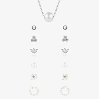 Sparkle Allure A Week Of Sparkle 7-pc. Glass Simulated Pearl Pure Silver Over Brass Round Jewelry Set