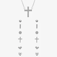 Sparkle Allure A Week Of Sparkle 7-pc. Cubic Zirconia Pure Silver Over Brass Cross Heart Jewelry Set