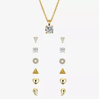 Sparkle Allure A Week Of Sparkle 7-pc. Cubic Zirconia 14K Gold Over Brass Heart Round Triangle Jewelry Set