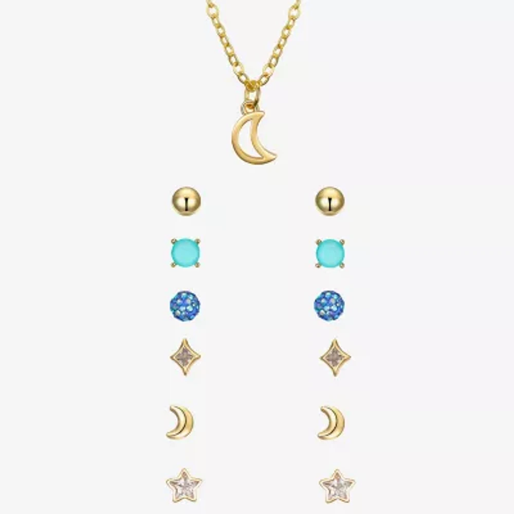 Sparkle Allure A Week Of Sparkle 7-pc. Cubic Zirconia 14K Gold Over Brass Moon Star Jewelry Set