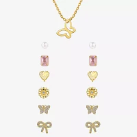 Sparkle Allure A Week Of Sparkle 7-pc. Cubic Zirconia 14K Gold Over Brass Bow Butterfly Flower Jewelry Set